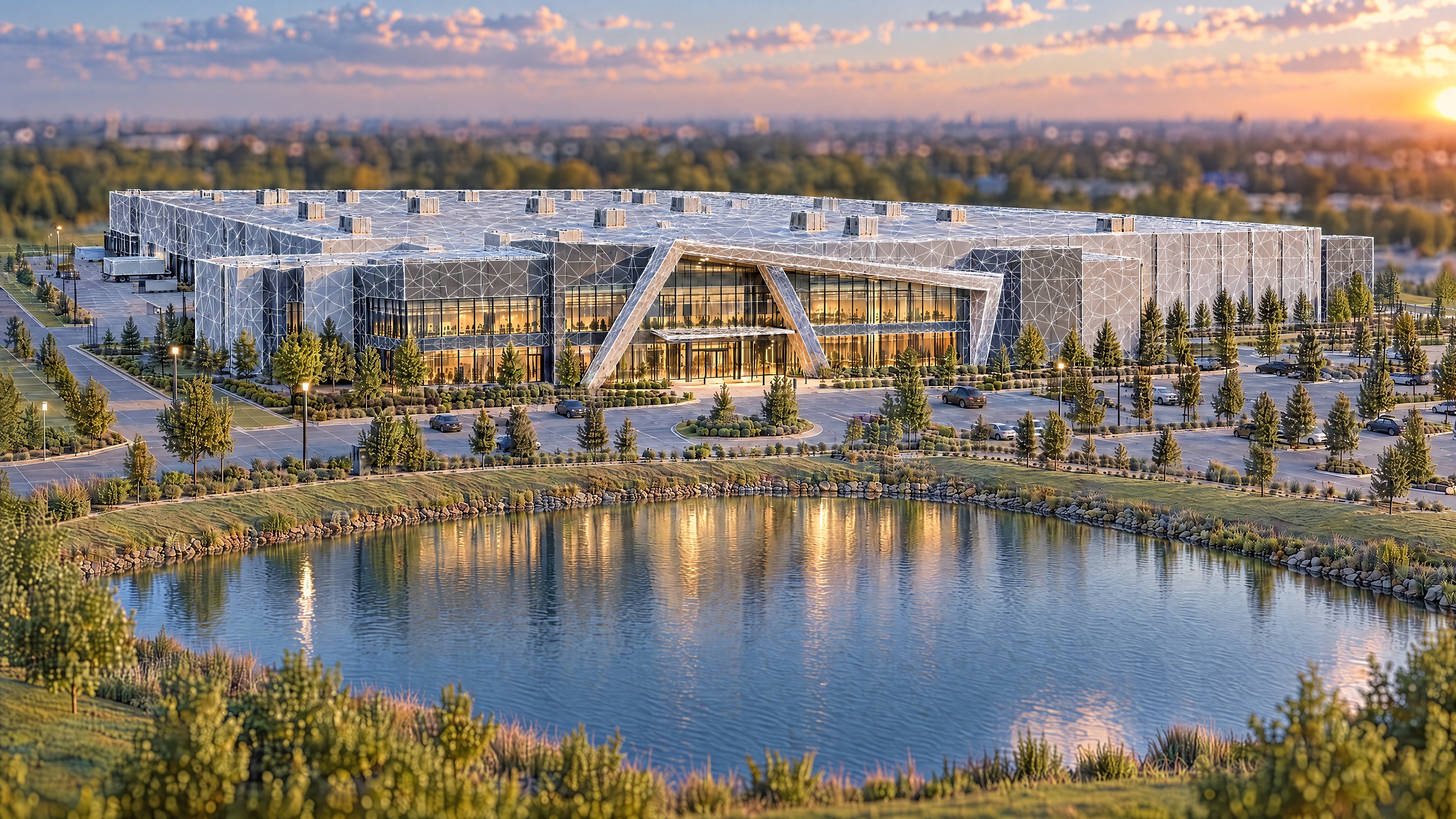 Illustrative digital model view of the same commercial site